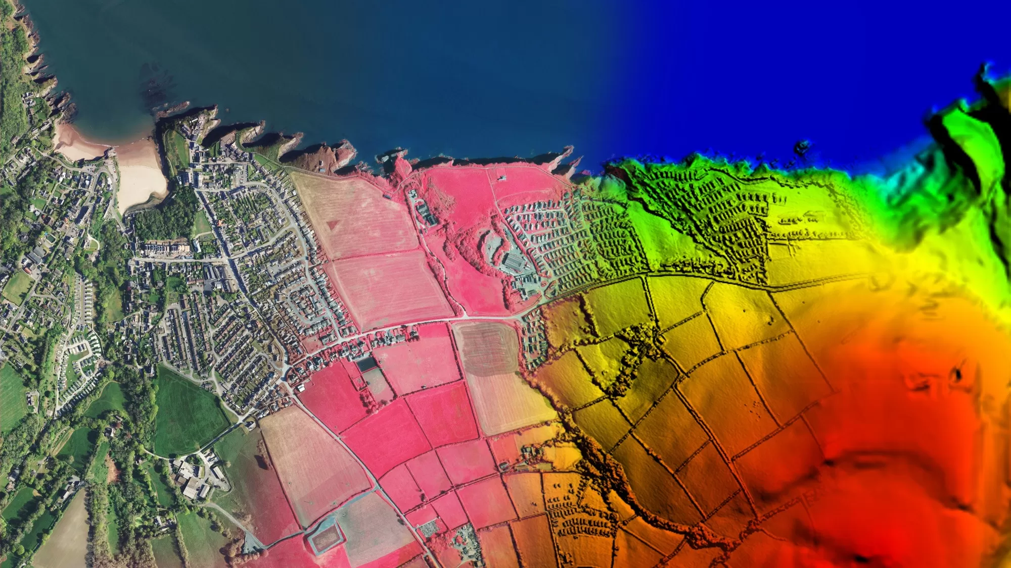 Aerial Image, Colour Infrared and LiDAR data of coastline