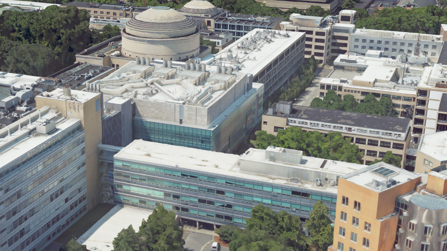 Image of a 3D mesh model of a campus building